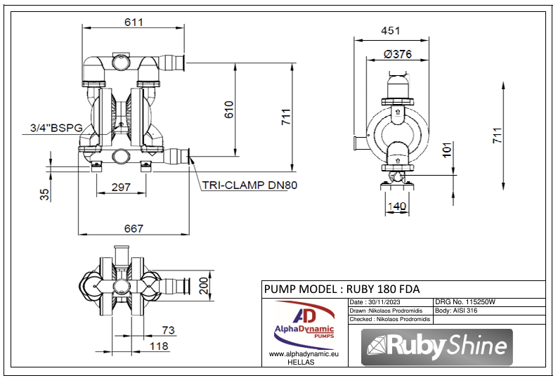 RubyShine 180 brėžinys